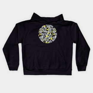 Leaf and Berry Sketch Pattern in Mustard and Ash Kids Hoodie